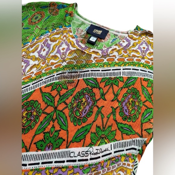 Roberto Cavalli Class Multicoloured Viscosa Knit T-Shirt Dress Size US 2 - Picture 6 of 11